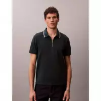 SS TIPPED ZIP PIQUE POLO DARK TEAL