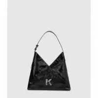 Klj Geo Lthr Small Tote Shiny Black  KARL LAGERFELD