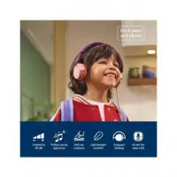 PHILIPS Aurcular Casco con Cable Jack 3.5/ Tipo C TAK2000 para Niños 85DB Rosa Naranja