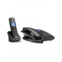MOTOROLA Pack Telefono Sobremesa + Inalambrico Negro C4201,MANOS Libres y 60 Memorias