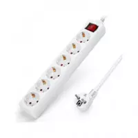 AIGOSTAR Regleta 6 Enchufes con Interruptor 1.5MTRS Cable Blanco