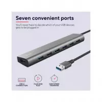 TRUST Hub 7XUSB 3.2 Gen 1 Halyx con Toma Tipo C para Alimentarlo (alimentador No Incluido)