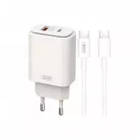 Cargador de Carga Rápida con Luz y con Cable Tipo C Blanco XO