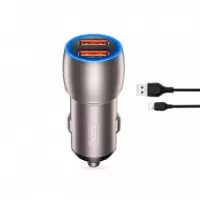 Cargador para el Coche Smart Dual con Cable Grisaceo XO