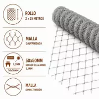 Malla Simple Torsion Galvanizada 50X50X2.1MM 1.5X25M DONNA GARDEN