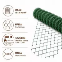 Malla Simple Torsion Plastificada 50X50X1.6/2.5MM 1.5X25M DONNA GARDEN