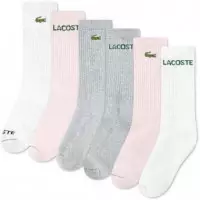 6PK Crew Sock W/pink/grey  LACOSTE