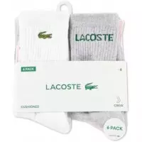 6PK Crew Sock W/blk/grey  LACOSTE
