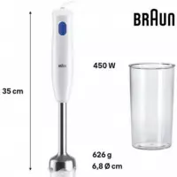 BRAUN MQ10.001MWH Batidora de Brazo Inox 450W