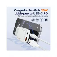 IDUSD Cargador Red Usb Y Tipo C 20W + Cable Datos Tipo C A Lightning Blanco D315B