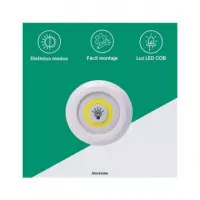 STOCK LIDER Pack 3 Lamparas Led Cob+mando a Pilas SL10775