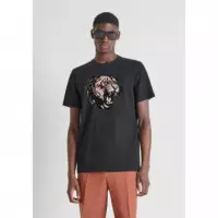 Camiseta Regular Fit de Punto de Algodón con Estampado de Tigre de ANTONY MORATO