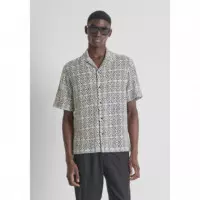 Camisa Relaxed Fit de Mezcla de Algodón con Elaboración Jacquard y Estampado Geométrico de ANTONY MORATO