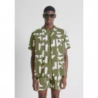Camisa Regular Straight Fit «honululu» de Mezcla de Algodón y Viscosa con Estampado Geométrico de ANTONY MORATO