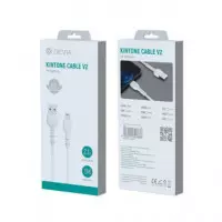 DEVIA Cable Datos Lightning a USB a 2.4A 1MTR Blanco Kintone Series