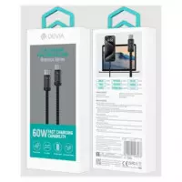 DEVIA Cable Datos Tipo C M/m 60W Nylon 2MTRS Negro