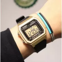 CASIO W-217HM-9V Reloj Digital Retro Dorado con Correa Negra y Luz Led Wr 50M