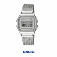CASIO A158WEM-7 Reloj Digital Unisex – Diseño Vintage Plateado con Correa Milanesa de Acero Inoxidable - A158WEM-7