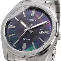 CASIO MTP-1302DS-1A – Reloj Analógico Hombre Acero Inoxidable, Esfera Nácar Negra, Wr 50M