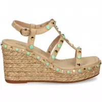 Sandalia Bb Cuna+piedras Piel Beige  ALMA EN PENA