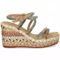 Sandalia Cruzada Tachas+piedras Beige  ALMA EN PENA