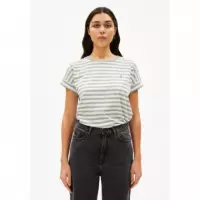 Camisetas Mujer Camiseta ARMEDANGELS Idaara Stripes White Seagreen