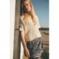 Falda ESE O ESE Cassis Estampado Paisley Navy