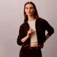 Sudadera Cropped con Capucha, Cremallera y Logo  CALVIN KLEIN