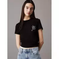 Script Institutional Baby Tee Ck Black  CALVIN KLEIN