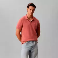 Polo de Piqué de Algodón con Cuello Abierto  CALVIN KLEIN