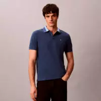 Polo de Piqué con Cuello en Contraste  CALVIN KLEIN