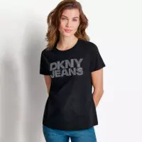 Camiseta Jeans Stacked Rhinestone  DKNY