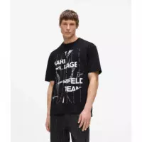 Klj Relaxed Pinstripe Tee Black  KARL LAGERFELD