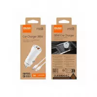 IDUSD Cargador Coche Con 1xUsb/1xTipo C 38W +Cable Tipo C A Lightning 3A F55B