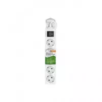 NIMO Regleta de 5 Tomas Schuko con Interruptor Blanca Cable 3 Mtrs MEL103