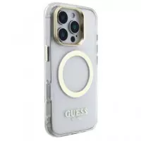 GUESS Carcasa Magsafe Soporte Camara Iphone 15 Pro Dorado