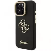 GUESS Carcasa Grained 4G Soporte Camara Iphone 15 Pro Negro