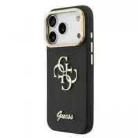 GUESS Carcasa Grained 4G Soporte Camara Iphone 17 Pro Max Negro
