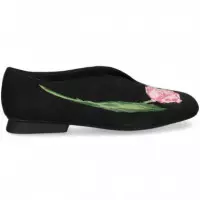 Bailarina Onda Flor Piel Negro  CAMPER