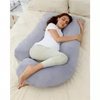 Almohada De Lactancia Forma "u" Gris Terciopelo