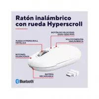 TRUST Raton Inalambrico BLUETOOTH Seron Hyperscroll Blanco Silencioso Recargable 26019