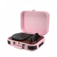 PRIXTON VC600 Tocadiscos con Grabación a Usb, Radio Fm y Salidas Aux y Rca Rosa