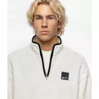 Klj Boxy Half-zip Fleece Egret  KARL LAGERFELD