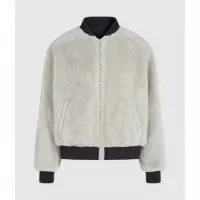 Klj Reversible Faux Fur Bomber Egret  KARL LAGERFELD