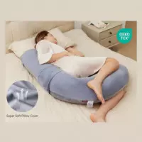 Almohada de Lactancia Forma "f" Gris  MOMCOZY