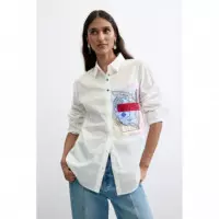 Camisa Bolsillo Estampado 100% Algodón Desigual