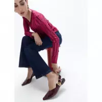 Leopard Buckle Flat Shoe Bordeaux  LOLA CASADEMUNT