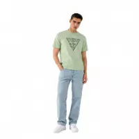 Camiseta Cn Ss Triangle Leaves Embroide Verde Menta  GUESS