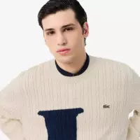 Jersey Logo Naturel Clair/marine Somb  LACOSTE