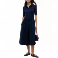 TOMMY HILFIGER - 5X2 Rib F&f MIDI S/s Polo Dress - C1G - F|WW0WW52227/C1G